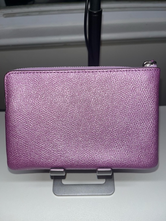Coach Sparkly Lavender-Pink Wristlet with Silver Logo - Picture 3 of 8